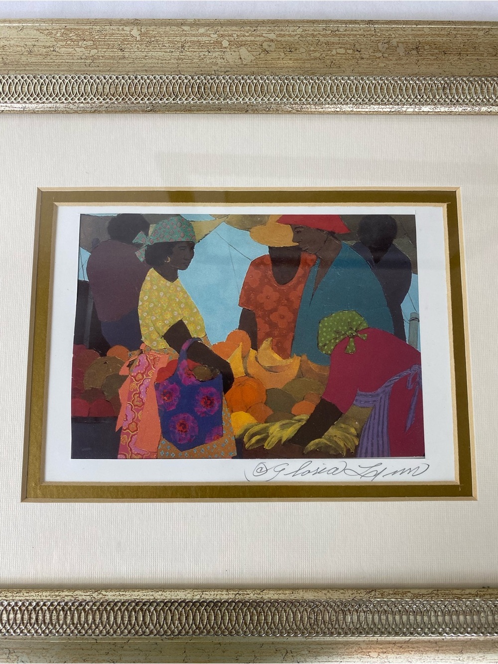 Gloria Lynn SIGNED Prints 3 framed colorful “West Indian Market “